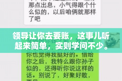 领导让你去要账，这事儿听起来简单，实则学问不少。我有个朋友，叫小王，最近就碰上了这样的难题。今天，咱们就聊聊这个话题，看看在职场中，面对领导交代的要账任务，我们应该怎么应对。