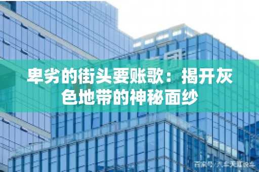 卑劣的街头要账歌：揭开灰色地带的神秘面纱