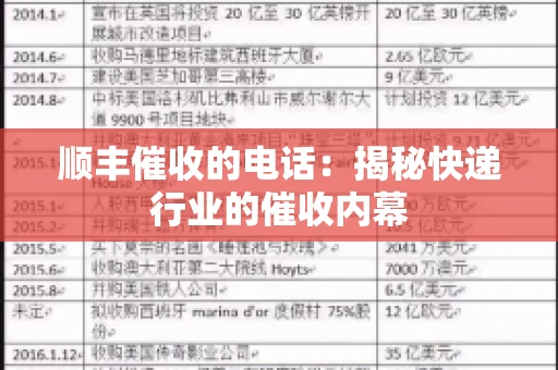 顺丰催收的电话：揭秘快递行业的催收内幕